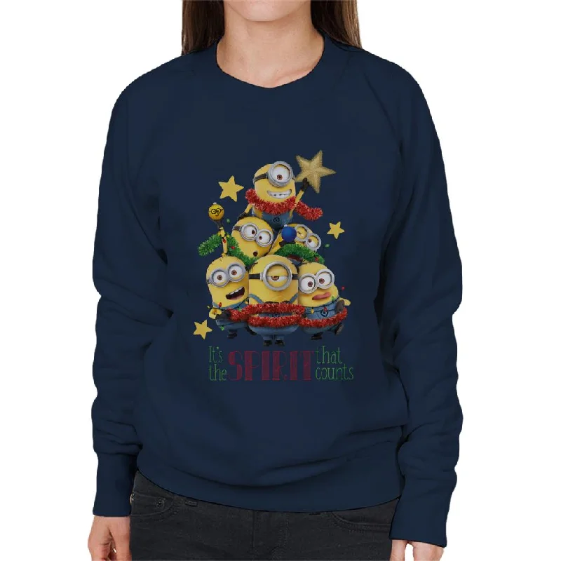 Minions Christmas It's The Spirit That Counts Women's Sweatshirt Hoodie with Tie-Dye Psychedelic Retro