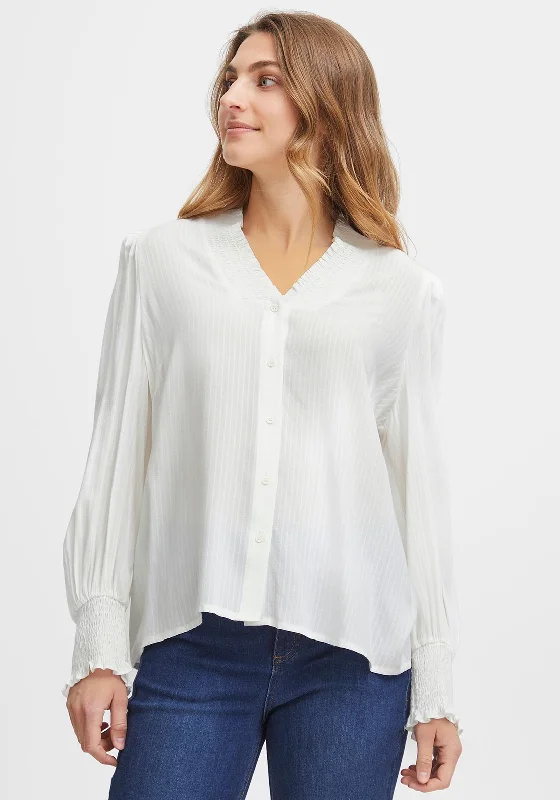 Fransa Stripe Textured Blouse, Cream Soft Knit Blouse