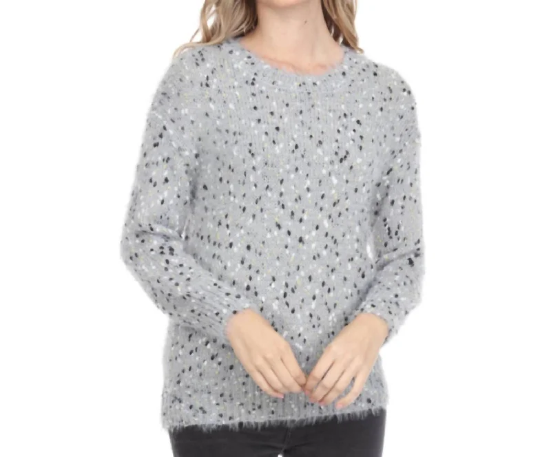 Confetti Sweater In Grey Lace Blend Ribbed Blend Corduroy Blend