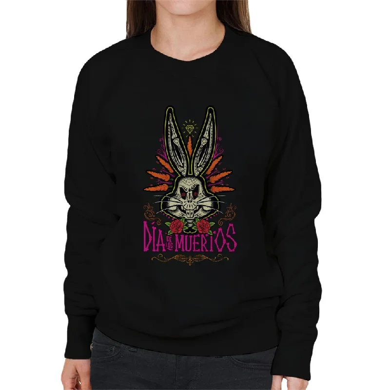 Looney Tunes Halloween Bugs Bunny Dia De Los Muertos Women's Sweatshirt Hoodie with Cropped Fit Short Trendy