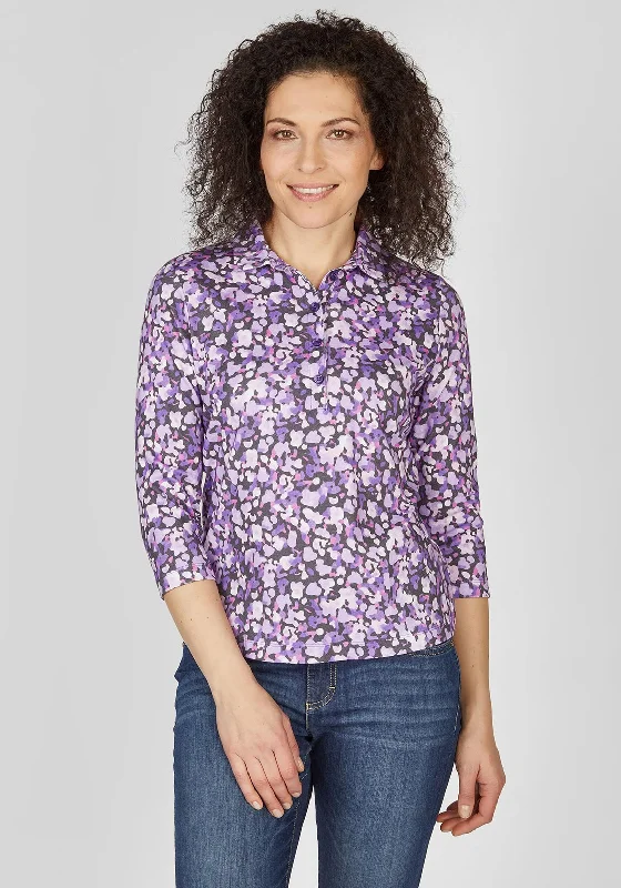 Rabe Floral Print Blouse, Violet Elegant Embroidery Blouse