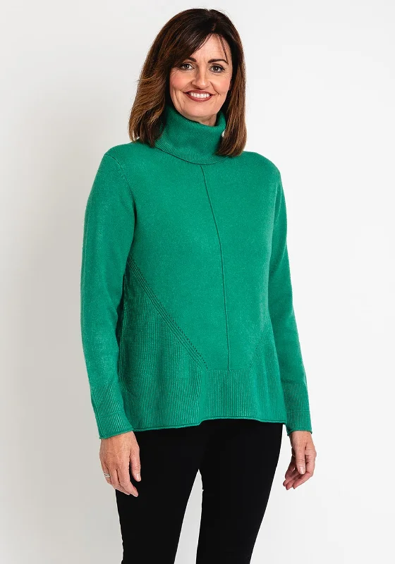 Serafina Collection Ribbed Detailing Sweater, Forest Green Cable Knit Ribbed Knit Lace Knit