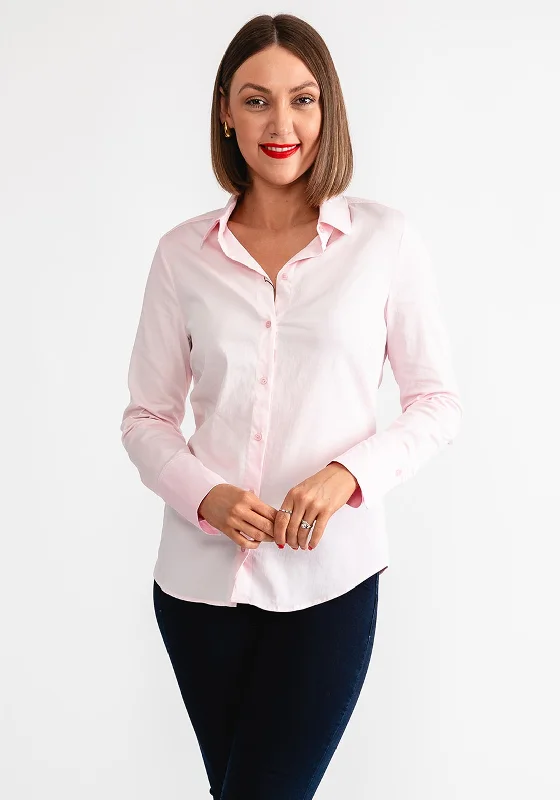 OUI Tailored Long Sleeves Blouse, Pink Puff Sleeve Blouse