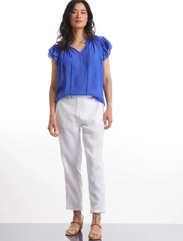 Marco Polo 3/4 Linen Pant White - Sizes 8 & 20 Comfortable Wide-Leg Pants