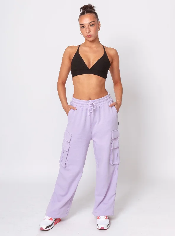 Women's Pop & Lock Cargo Pants Lavender Modern Stretch Trousers