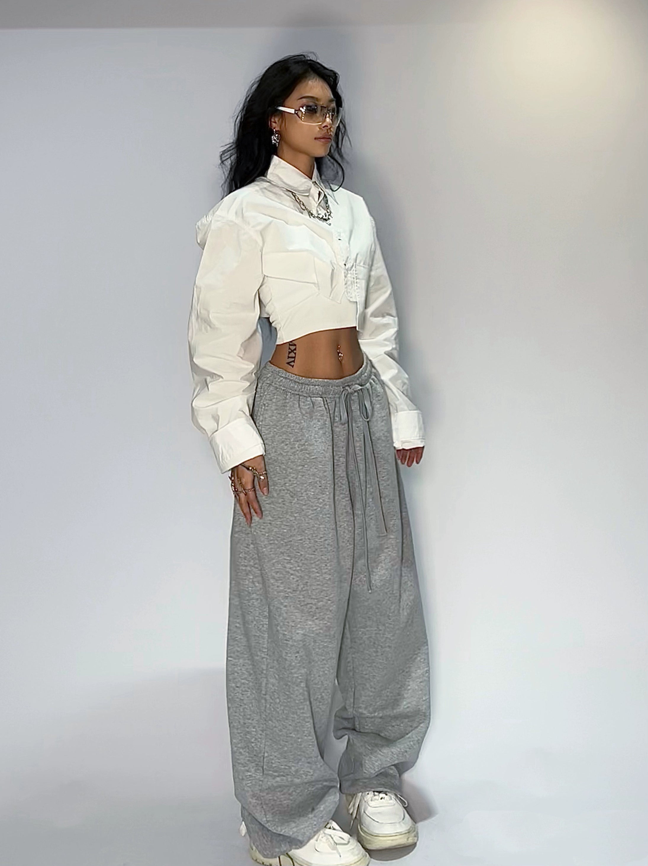 Spicy Solid Color Loose Jazz Dance Pants Chic Checkered Pants