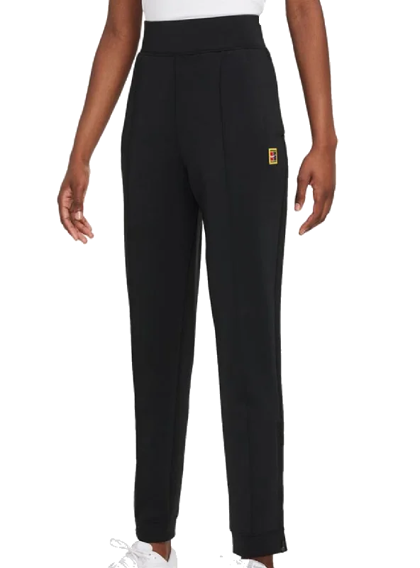 Ladies NikeCourt Dri-Fit Heritage Knit Pant (Black) Stylish Paperbag Waist Pants