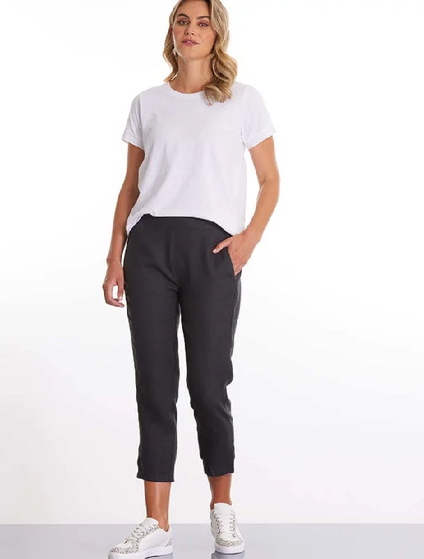 Marco Polo 3/4 Linen Pants Charcoal Casual Sweatpants Style