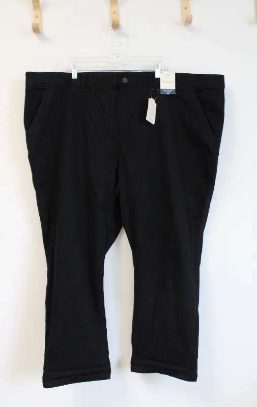 NEW St. John's Bay Black Girlfriend Chino Mid-Rise Pants | 28W Slim Fit Casual Pants