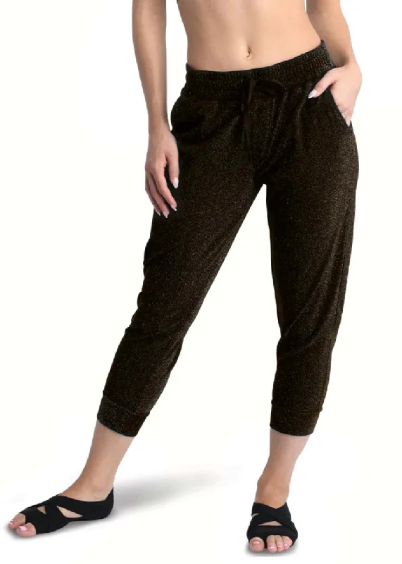 ON SALE Sparkle Cropped Jogger Pants Chic Faux Leather Pants