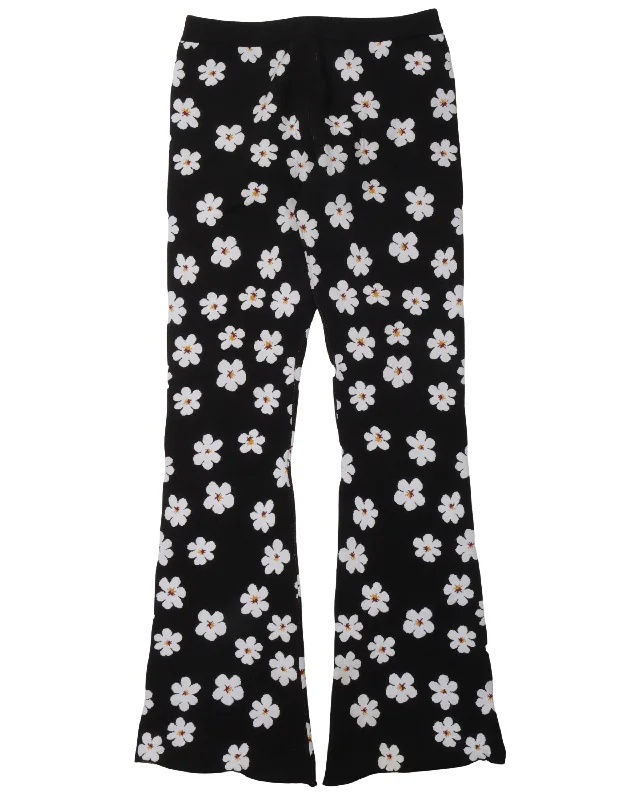 Flower Flared Pants High-Waist Trousers