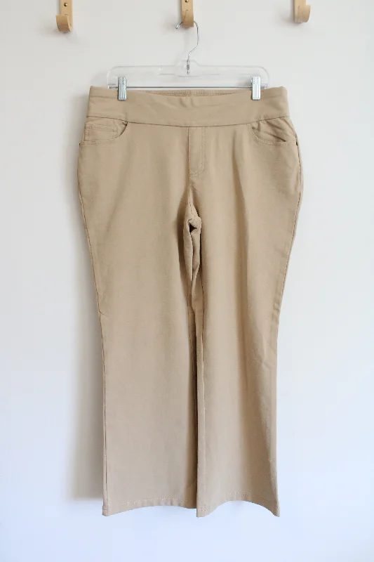 D & Co. Tan Stretchy Wide Leg Pants | 14 Petite Soft Stretch Pants