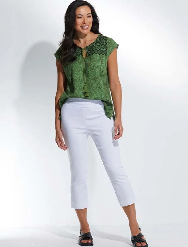 MARCO POLO CROPPED BENGALINE PANT WHITE Classic Cropped Pants