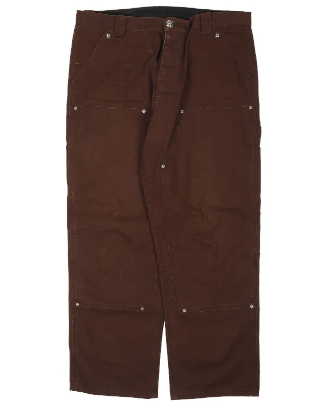 Carpenter Double Knee Pants Casual Plaid Pants