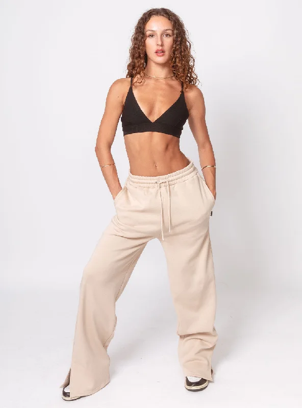 Women's It's A Vibe Flared Pants Beige Chic Checkered Pants