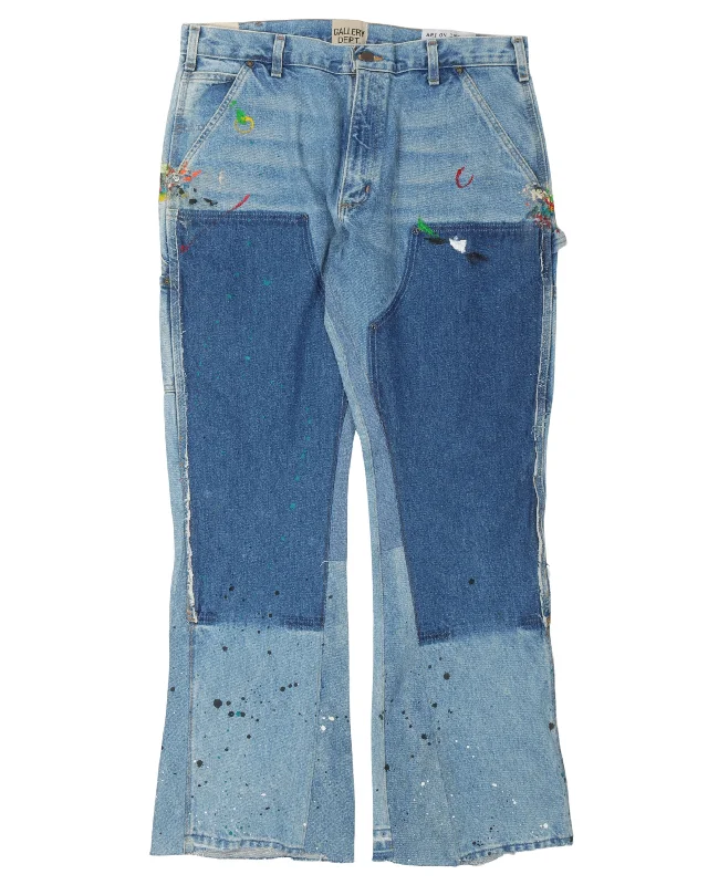 Light Wash Flare Carpenter Pants Comfy High-Waist Jeans