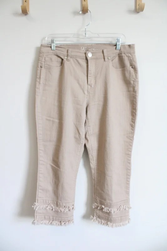 Diane Gilman Tan Fringe Capri Pants | 12 Petite Casual Yoga Pants