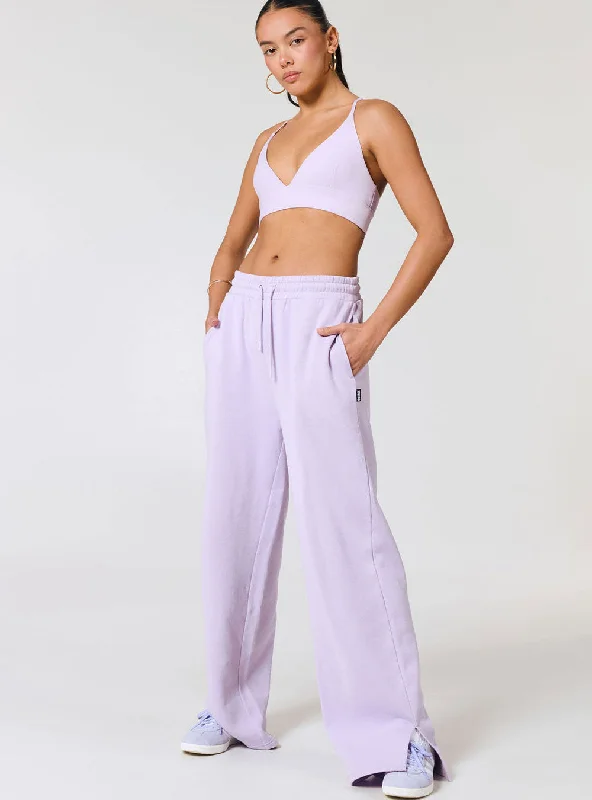 Women's It's A Vibe Flared Pants Lavender Relaxed High-Waist Trousers