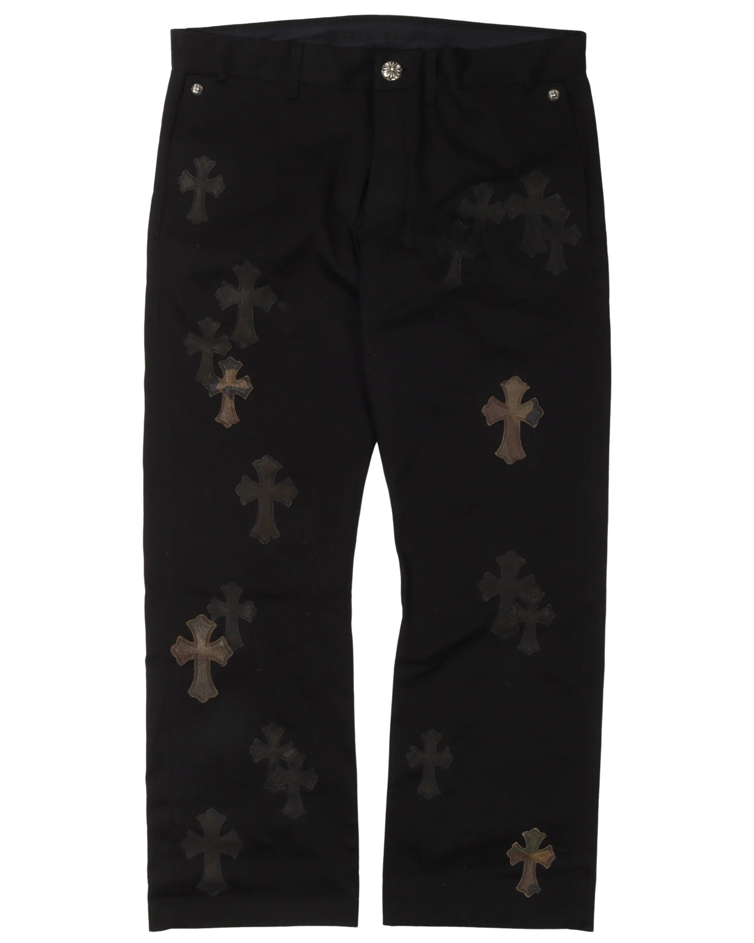 Camo Cross Patch Pants Elegant Palazzo Trousers