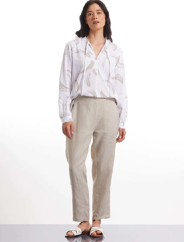 Marco Polo 3/4 Linen Pants Stone - Sizes 14 & 18 Fashionable Work Pants