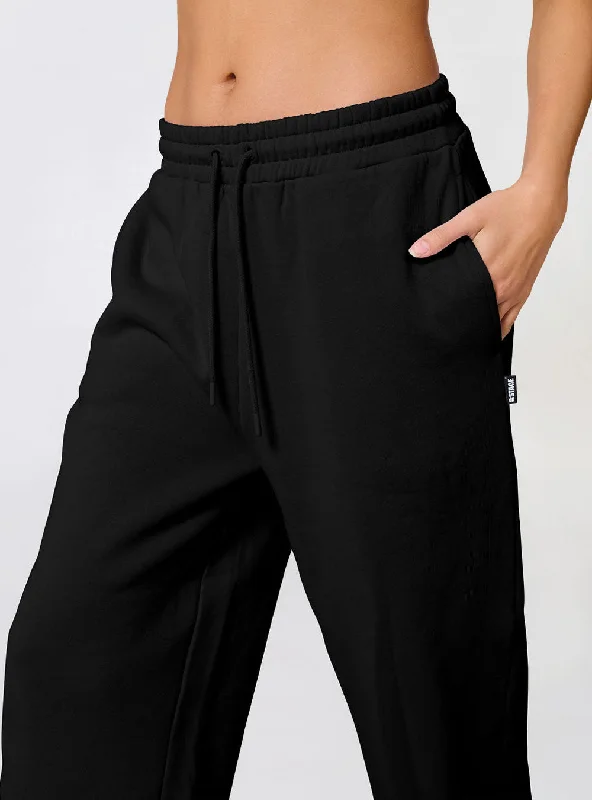 Women's It's A Vibe Flared Pants Black Relaxed Linen Pants