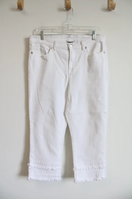 Diane Gilman White Fringe Capri Pants | 12 Petite Formal Dress Pants