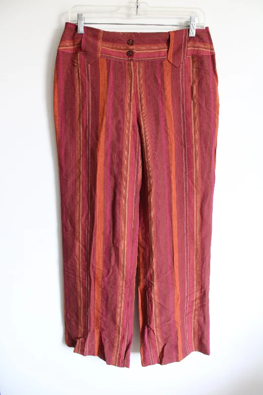 Worthington Pink Orange Red Striped Linen Blend Wide Leg Pants | 8 Comfortable Wide-Leg Pants