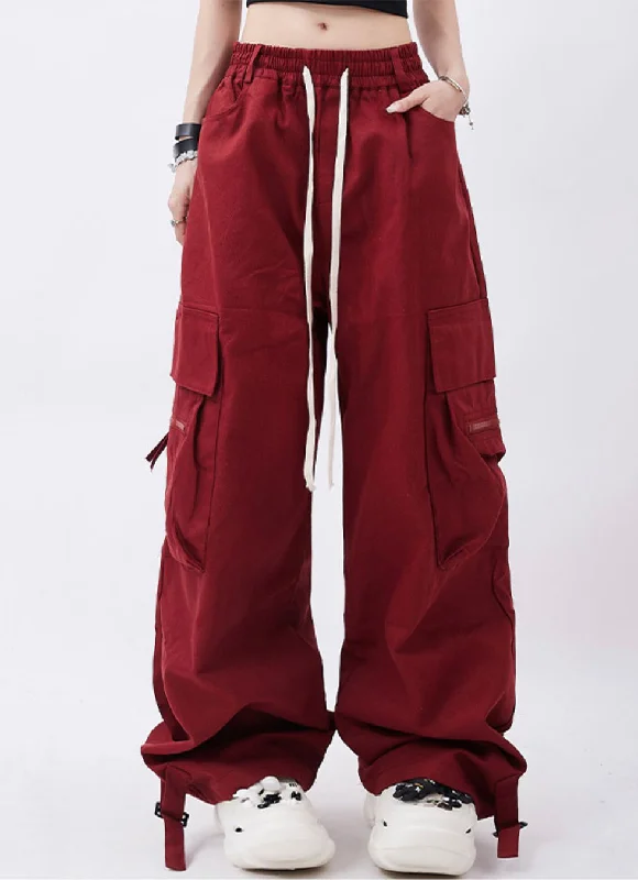 Loose Drawstring Casual Wide Pants Classic Straight-Leg Pants