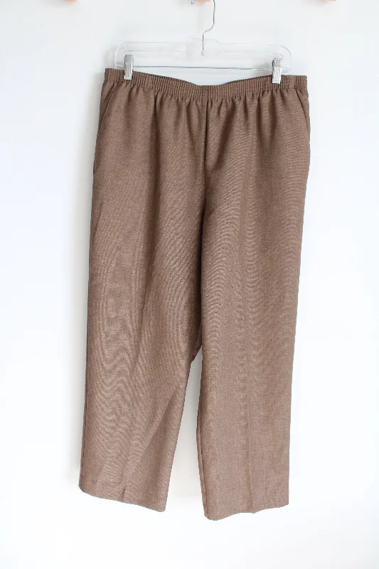 Alfred Dunner Brown Elastic Waistband Pants | 14 Classic Flared Pants