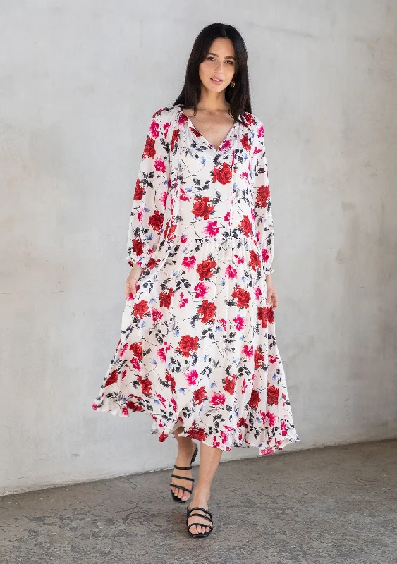 Ingrid Floral Maxi Dress Stylish Maxi Dress with Frills