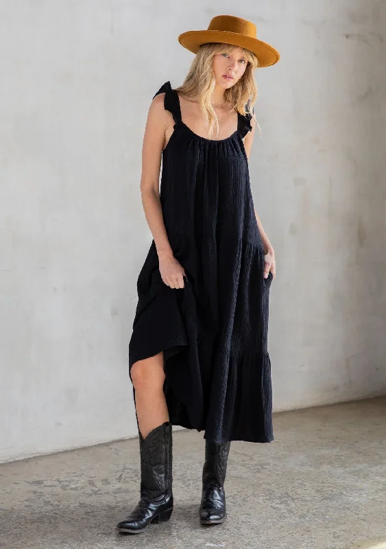 Love Always Ruffled Maxi Dress Classic Black Maxi Dress