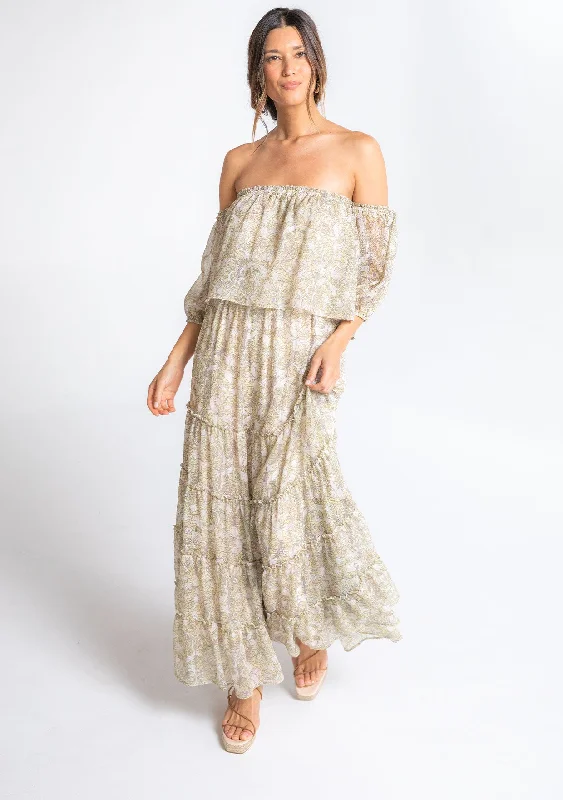 Violette Off Shoulder Maxi Dress Cozy Ruffle Sleeve Maxi Dress