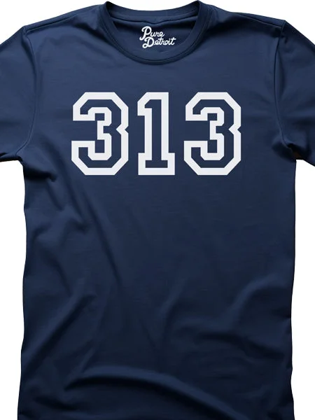 313 Unisex T-shirt - White / Navy Houndstooth Herringbone Solid