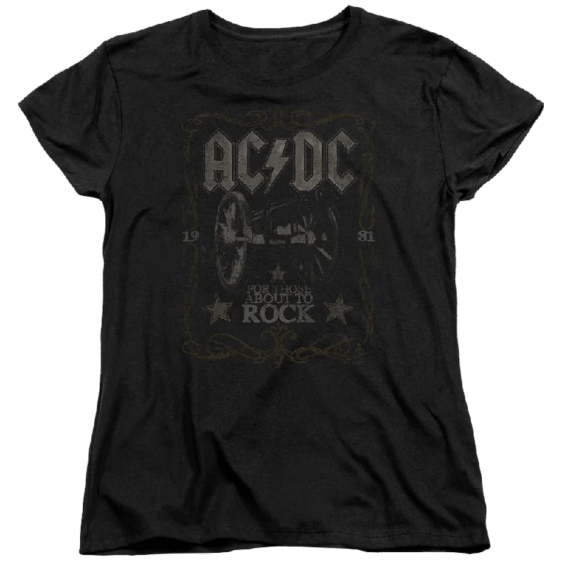 AC/DC Rock Label - Women's T-Shirt Fleece Fabric Down Fabric Feather Fabric