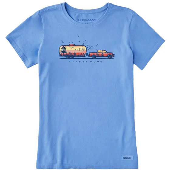 Airstream Sunset Trailer Women's T-Shirt by Life is Good® Cashmere Blend Cotton Blend Poly Blend