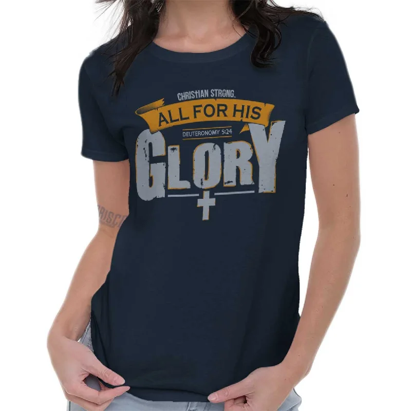 All for His Glory Ladies T Shirt Seamless Knitted Crochet