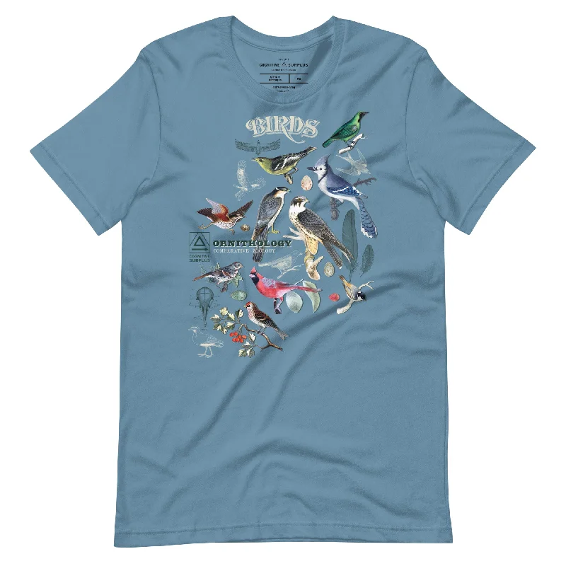 BIRDS! Ornithology Graphic Tee Machine Wash Dry Clean Hand Wash