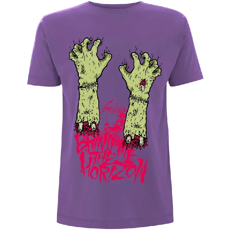 BRING ME THE HORIZON Attractive T-Shirt, Zombie Hands Graphic T-Shirt Round Neck Polyester