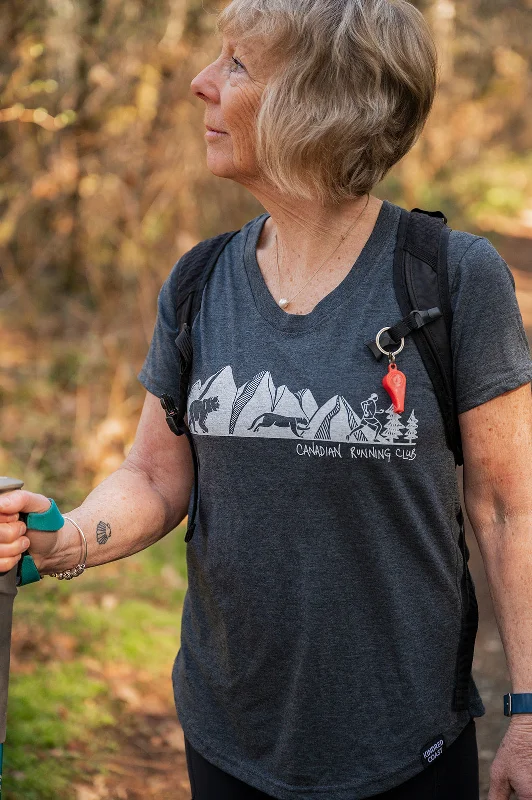 CANADIAN RUNNING CLUB - Women's Eco Tee - Heather Charcoal Mesh Blend Leather Blend Suede Blend