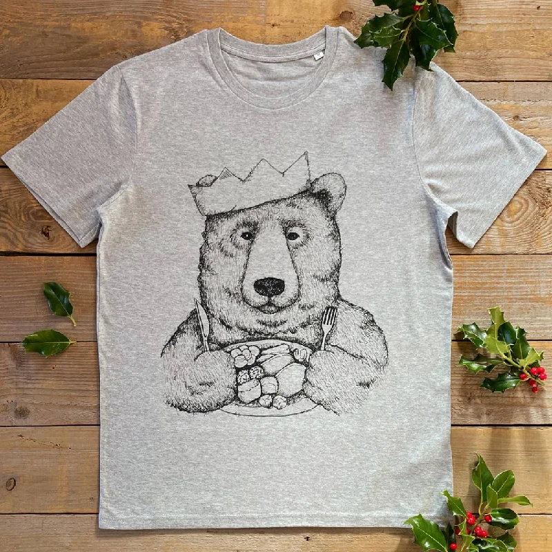 Christmas Dinner Bear T-Shirt Wool Fabric Cashmere Fabric Tweed Fabric