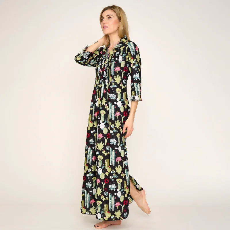 Cotton Annabel Maxi Dress in Black Cactus Stylish Boho Maxi Dress