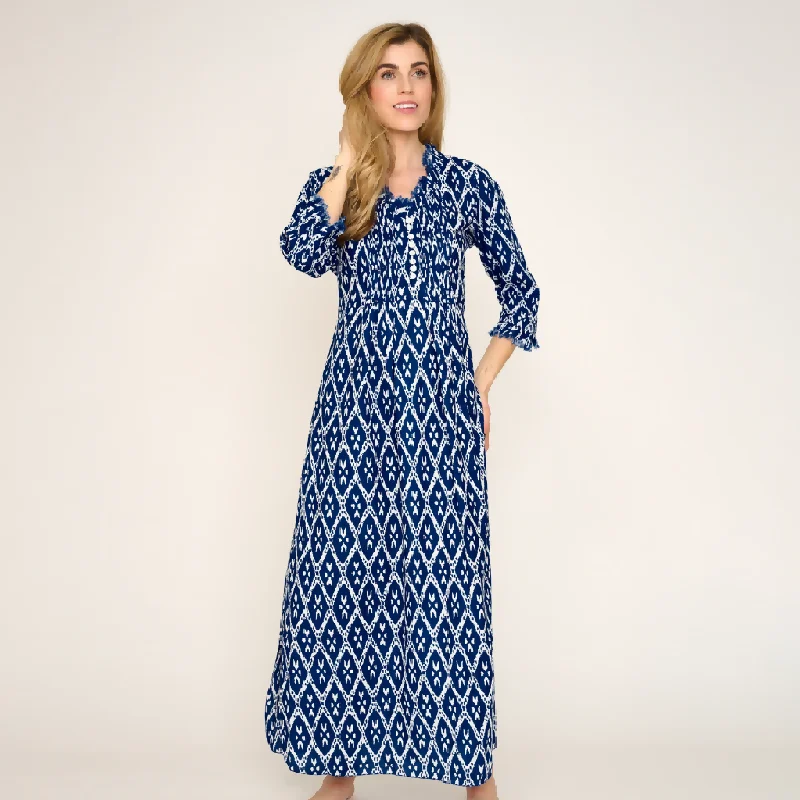 Cotton Annabel Maxi Dress in Blue Diamond Cozy Cold-Shoulder Maxi Dress