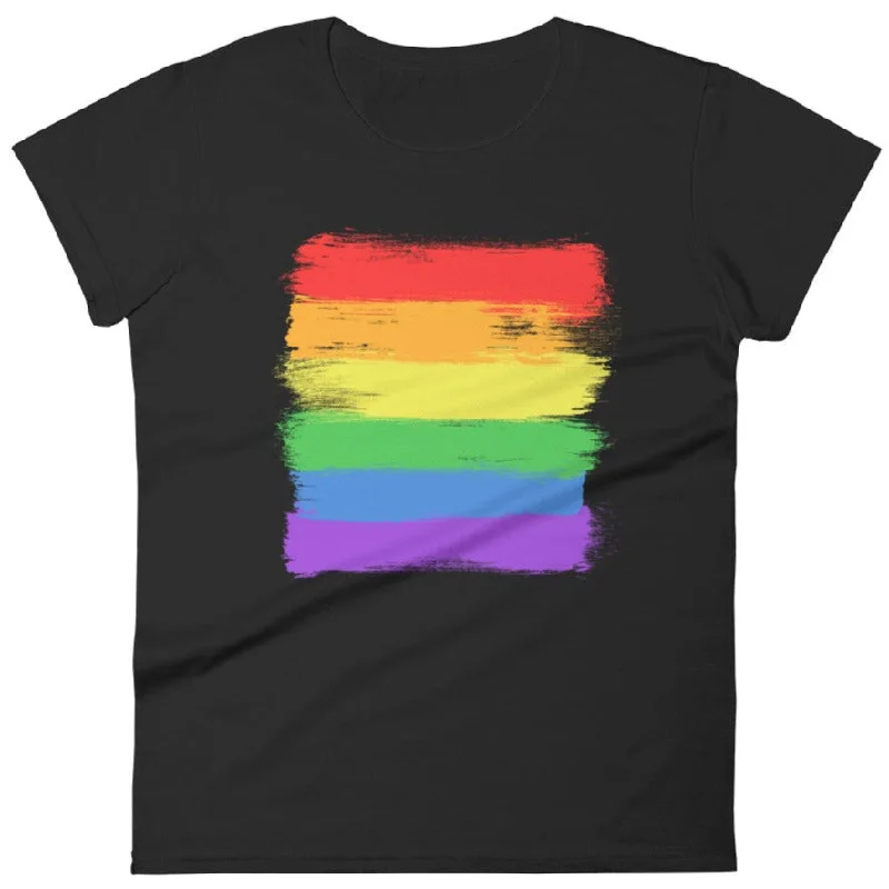 LGBTQIA+ Flag -- Women's T-Shirt Fitted T-Shirt Seamless Stretchy