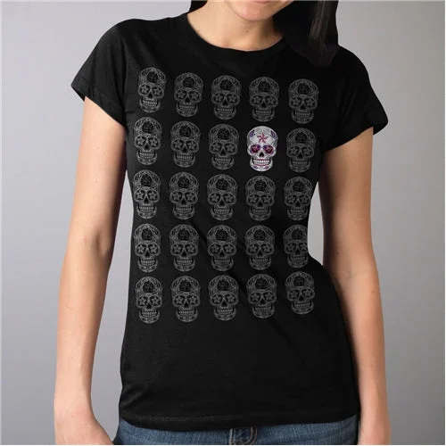 Sugar Skull Pattern Ladies Full Cut Shirt Modern Contemporary Chic