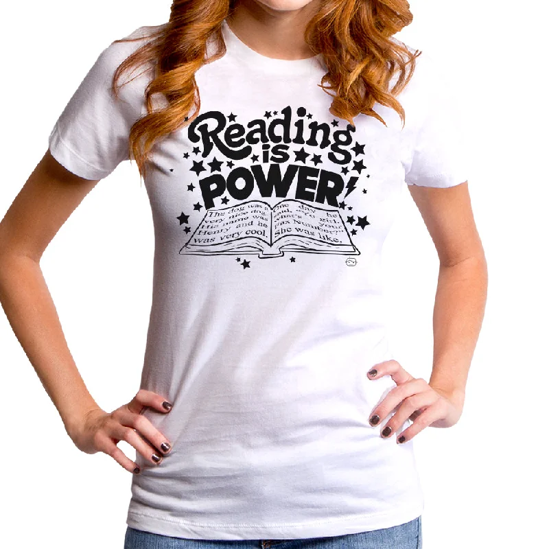 Reading Is Power Women's T-Shirt Boxy Fit Fitted Loose