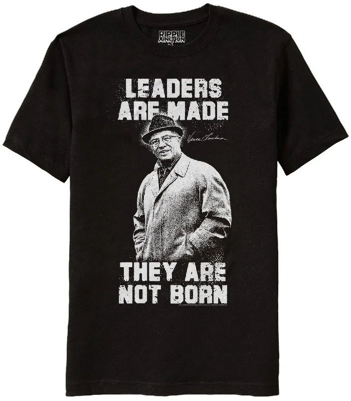 Green Bay Packers Vince Lombardi Leaders Aren't Born Men's Black T-Shirt Thin T-Shirt Open Front Quick Dry