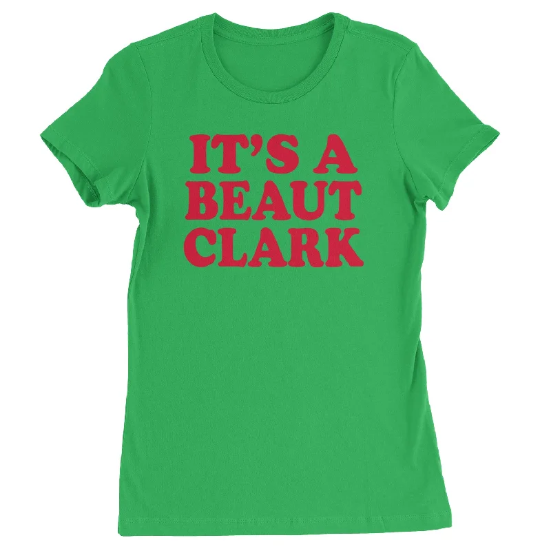 It's a Beaut Clark Festive Christmas  Womens T-shirt Spandex Blend Rayon Blend Denim Blend