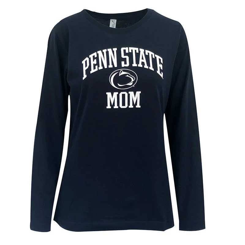 Ladies Penn State Mom Long Sleeve T-Shirt Asymmetrical Pockets Print