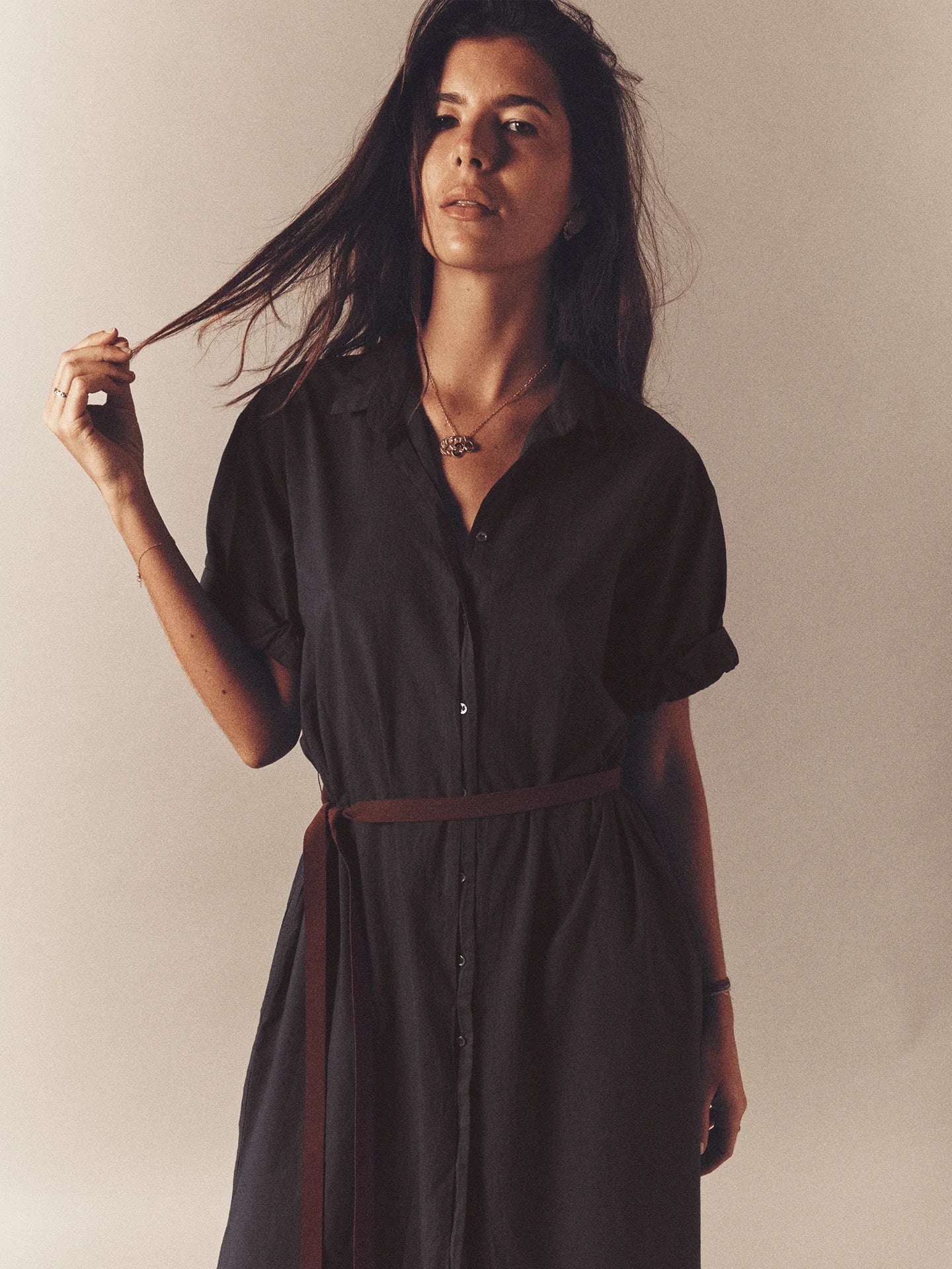 LINNET Short Sleeve Maxi Dress in Black Comfortable Bohemian Maxi Dress