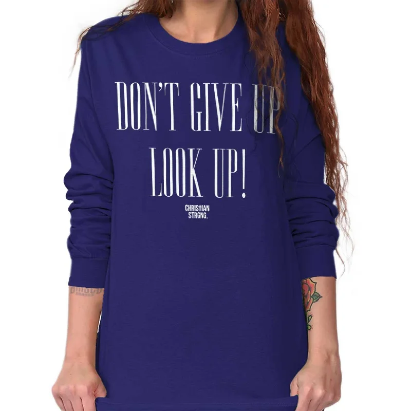 Look Up Long Sleeve T-Shirt Zippered Front Buttoned Front Snap Front